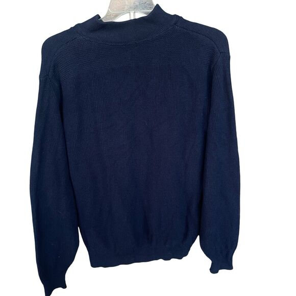Lands End Sweater Men Large Blue Textured Button Up Grandpacore Vintage Nautical - Picture 2 of 10